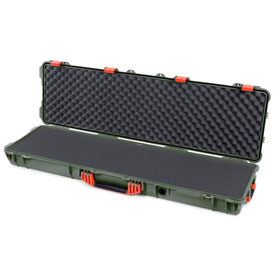Pelican 1750 Protector Long Case, OD Green with Orange Handles & Latches (Gen2) Solid Foam with Convoluted Lid Foam ColorCase 017500-0002-130-150