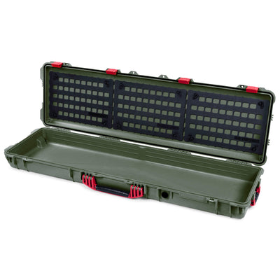 Pelican 1750 Protector Long Case, OD Green with Red Handles & Latches (Gen2) EZ-Click™ MOLLE Panels Only ColorCase 017500-0400-130-320