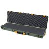 Pelican 1750 Protector Long Case, OD Green with Yellow Handles & Latches (Gen2) Solid Foam with Convoluted Lid Foam ColorCase 017500-0002-130-240