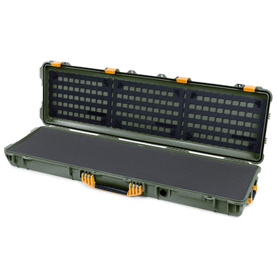 Pelican 1750 Protector Long Case, OD Green with Yellow Handles & Latches (Gen2) Solid Foam with EZ-Click™ MOLLE Panels ColorCase 017500-0402-130-240