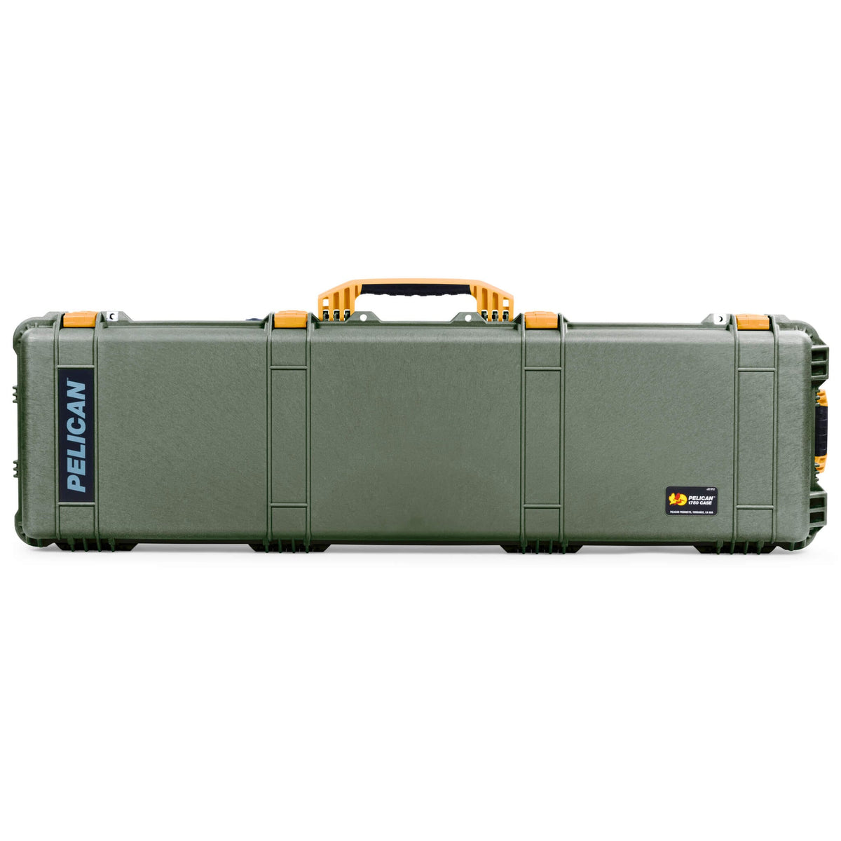 Pelican 1750 Protector Long Case, OD Green with Yellow Handles &amp; Latches (Gen2) ColorCase 