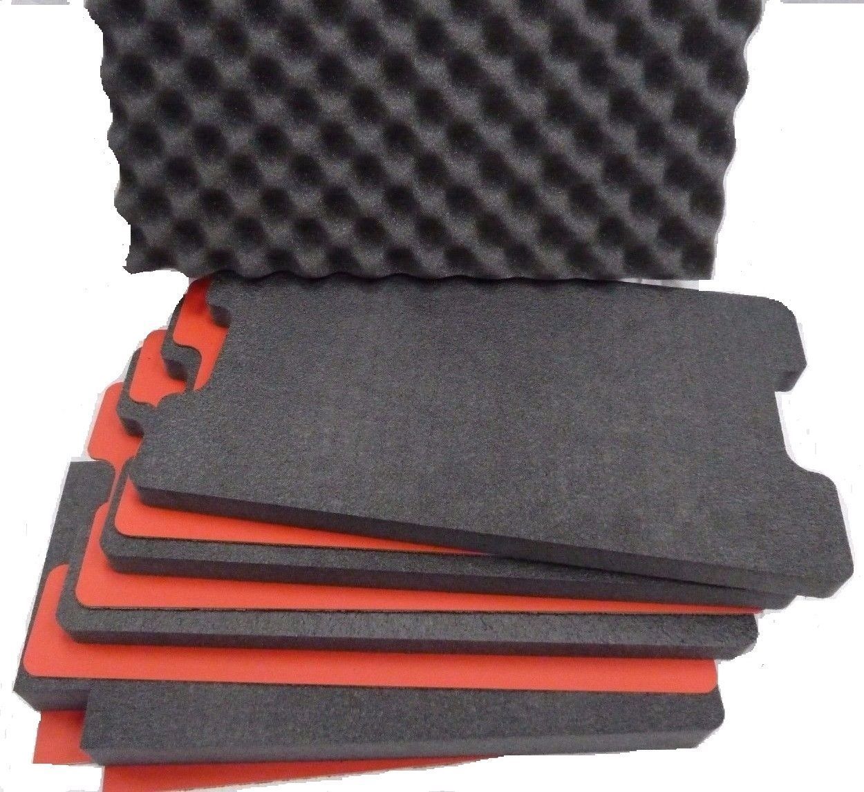 Pelican 1535 Air Tool Foam Kit, 4 Black Foam Pieces, 3 Red ABS Hard Plastic Pieces, One Red Bottom Foam ColorCase 