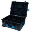 Pelican 1610 Case, Black with Blue Handles and Latches Black Padded Nylon Dividers with Mesh Lid Organizer ColorCase 016100-0110-110-120