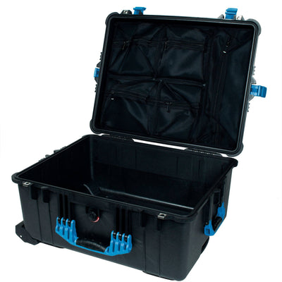 Pelican 1610 Case, Black with Blue Handles and Latches Mesh Lid Organizer Only ColorCase 016100-0100-110-120