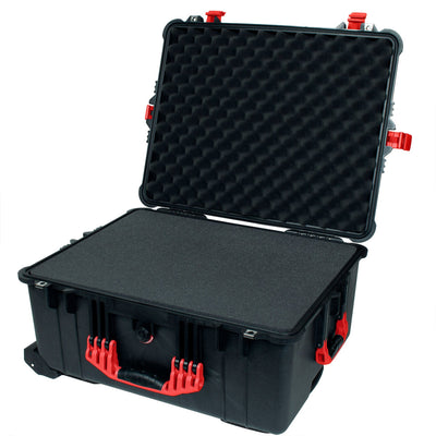 Pelican 1610 Case, Black with Red Handles and Latches Pick & Pluck Foam with Convolute Lid Foam ColorCase 016100-0001-110-320