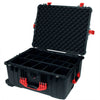 Pelican 1610 Case, Black with Red Handles and Latches Black Padded Nylon Dividers with Convolute Lid Foam ColorCase 016100-0010-110-320