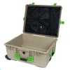 Pelican 1610 Case, Desert Tan with Lime Green Handles and Latches Mesh Lid Organizer Only ColorCase 016100-0100-310-300
