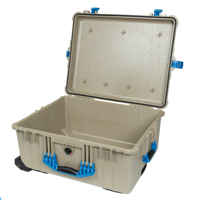 Pelican 1610 Case, Desert Tan with Blue Handles and Latches None (Case Only) ColorCase 016100-0000-310-120