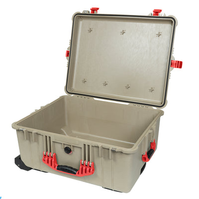 Pelican 1610 Case, Desert Tan with Red Handles and Latches None (Case Only) ColorCase 016100-0000-310-320