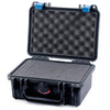 Pelican 1120 Case, Black with Blue Latches Pick & Pluck Foam with Convolute Lid Foam ColorCase 011200-0001-110-120