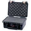Pelican 1120 Case, Black with Desert Tan Latches Pick & Pluck Foam with Convolute Lid Foam ColorCase 011200-0001-110-310