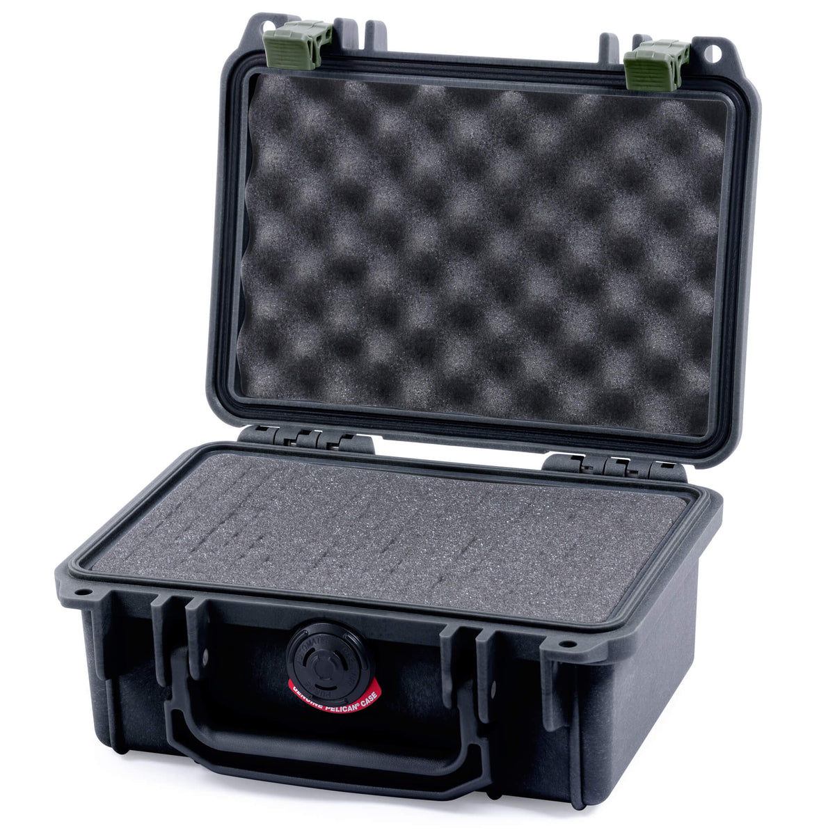 Pelican 1120 Case, Black with OD Green Latches Pick &amp; Pluck Foam with Convolute Lid Foam ColorCase 011200-0001-110-130