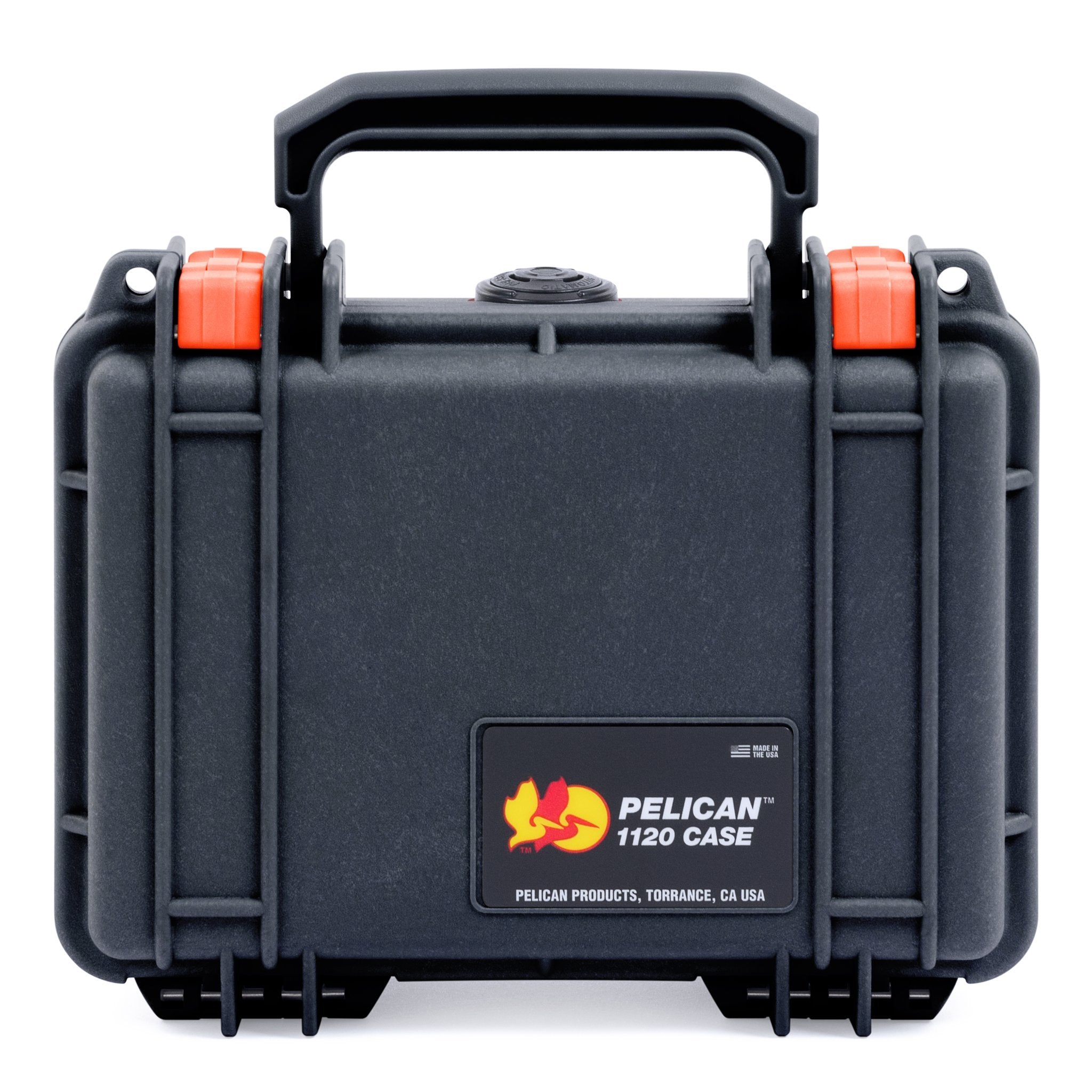 Pelican 1120 Hard Case, Black with Orange Latches - ColorCase