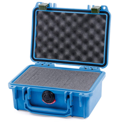 Pelican 1120 Case, Blue with OD Green Latches Pick & Pluck Foam with Convolute Lid Foam ColorCase 011200-0001-120-130