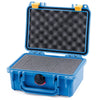 Pelican 1120 Case, Blue with Yellow Latches Pick & Pluck Foam with Convolute Lid Foam ColorCase 011200-0001-120-240