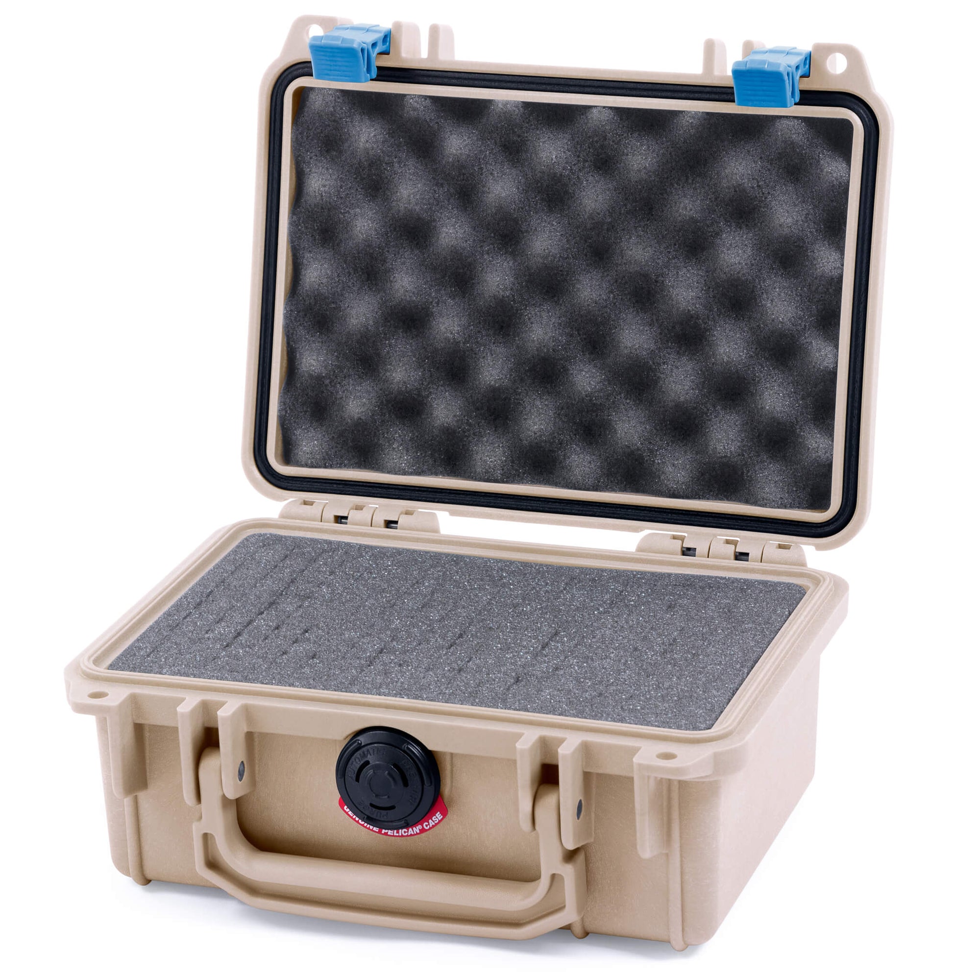 Pelican 1120 Case, Desert Tan with Blue Latches Pick & Pluck Foam with Convolute Lid Foam ColorCase 011200-0001-310-120