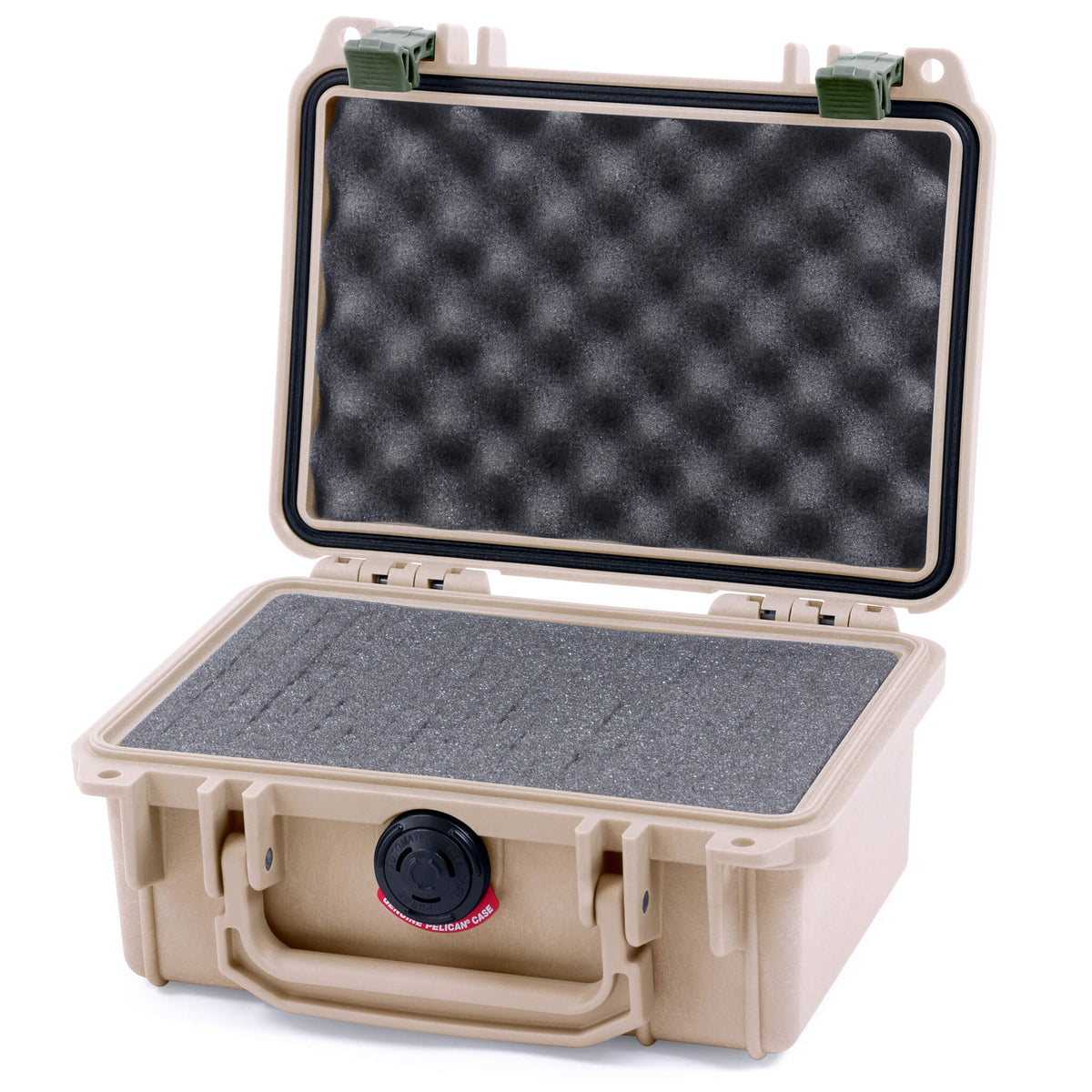 Pelican 1120 Case, Desert Tan with OD Green Latches Pick &amp; Pluck Foam with Convolute Lid Foam ColorCase 011200-0001-310-130