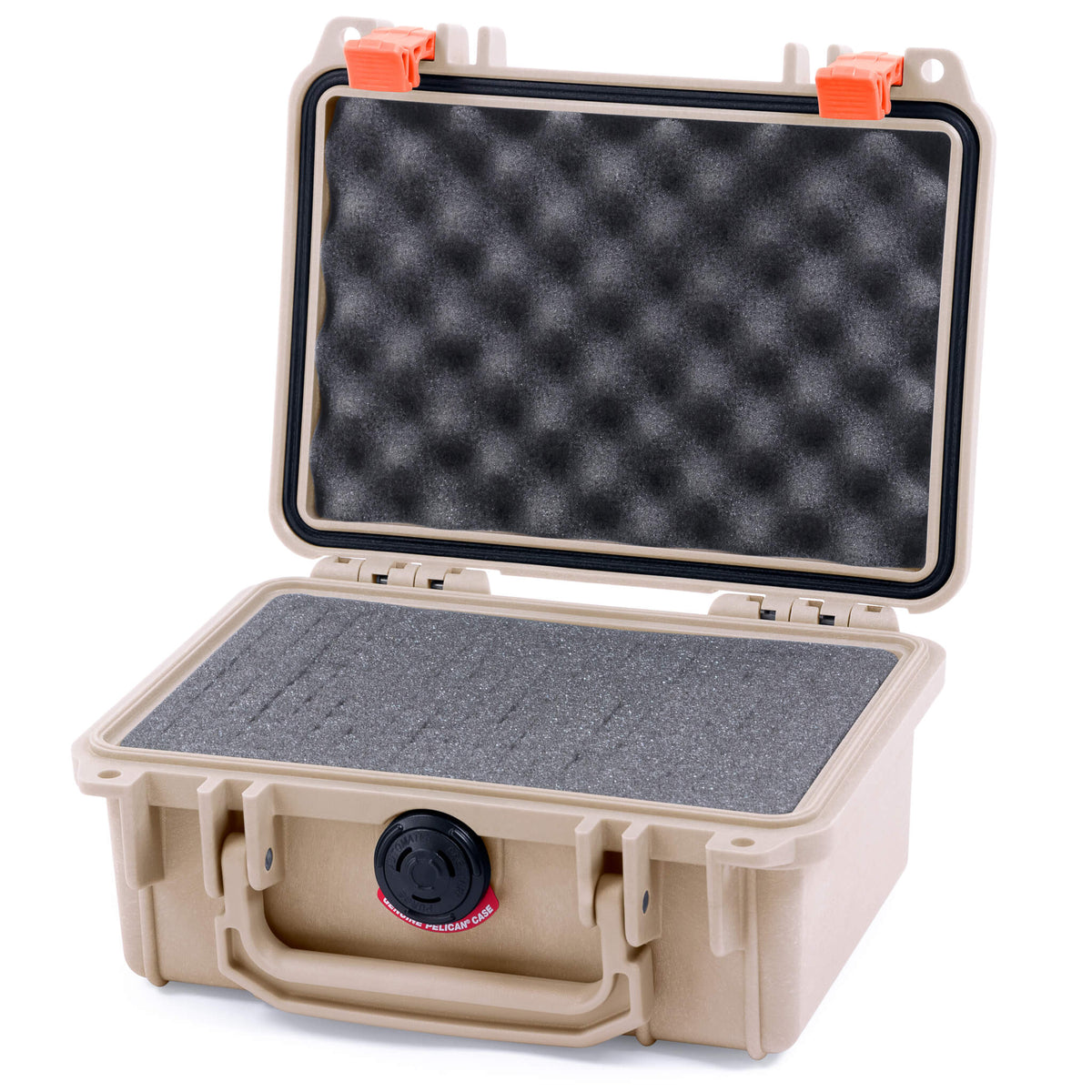 Pelican 1120 Case, Desert Tan with Orange Latches Pick &amp; Pluck Foam with Convolute Lid Foam ColorCase 011200-0001-310-150