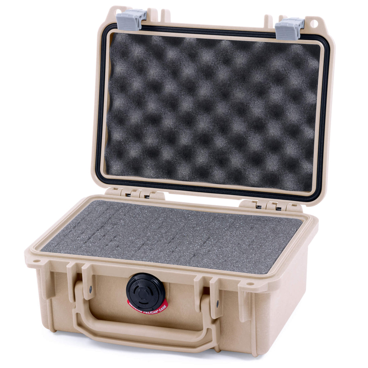 Pelican 1120 Case, Desert Tan with Silver Latches Pick &amp; Pluck Foam with Convolute Lid Foam ColorCase 011200-0001-310-180