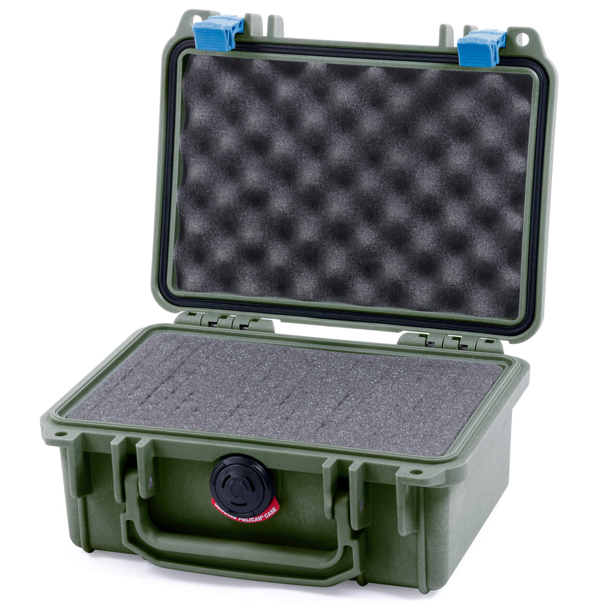 Pelican 1120 Case, OD Green with Blue Latches Pick &amp; Pluck Foam with Convolute Lid Foam ColorCase 011200-0001-130-120