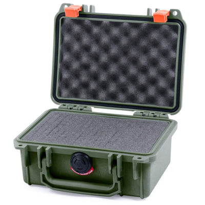 Pelican 1120 Case, OD Green with Orange Latches Pick & Pluck Foam with Convolute Lid Foam ColorCase 011200-0001-130-150