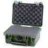 Pelican 1120 Case, OD Green with Silver Latches Pick & Pluck Foam with Convolute Lid Foam ColorCase 011200-0001-130-180