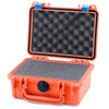 Pelican 1120 Case, Orange with Blue Latches Pick & Pluck Foam with Convolute Lid Foam ColorCase 011200-0001-150-120