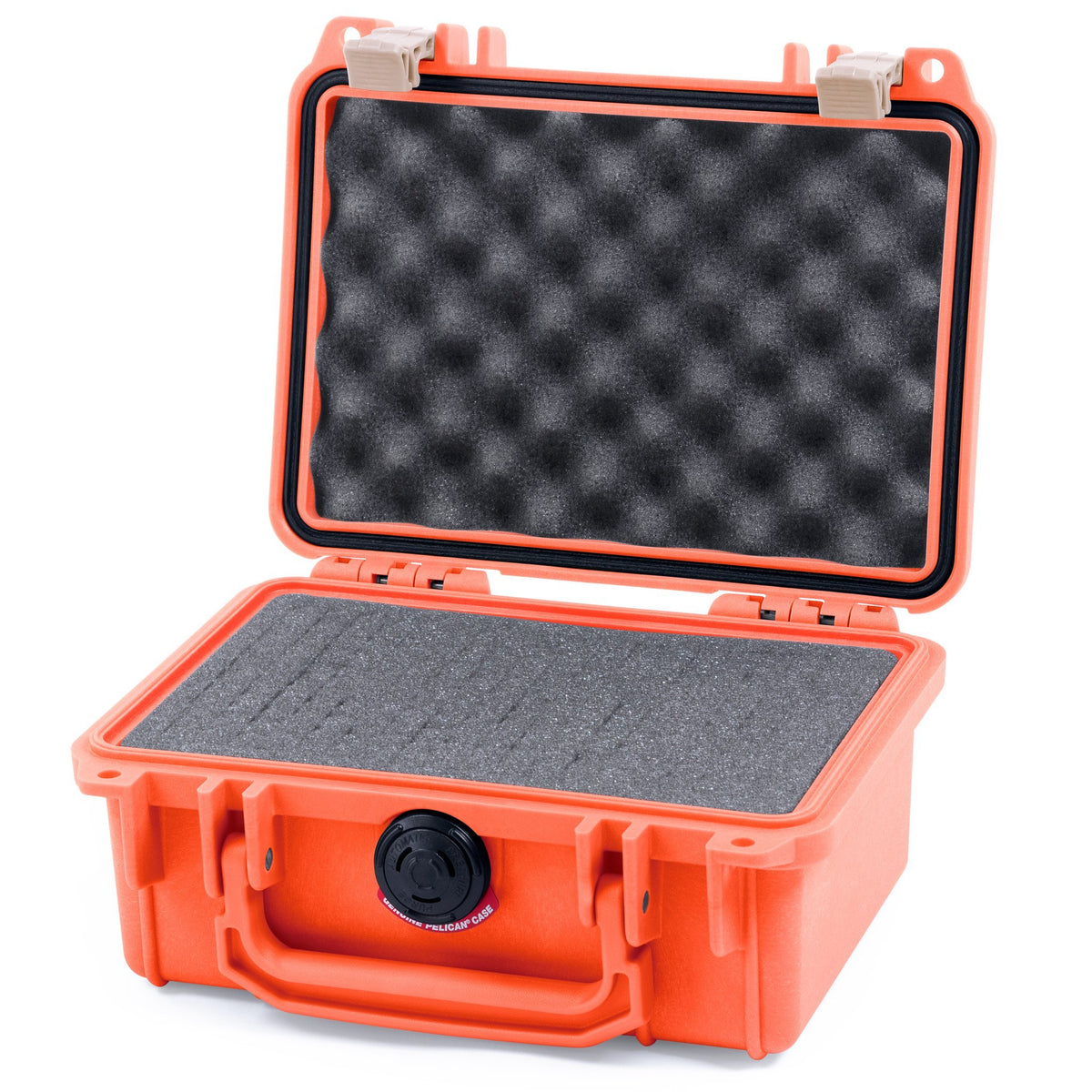 Pelican 1120 Case, Orange with Desert Tan Latches Pick &amp; Pluck Foam with Convolute Lid Foam ColorCase 011200-0001-150-310