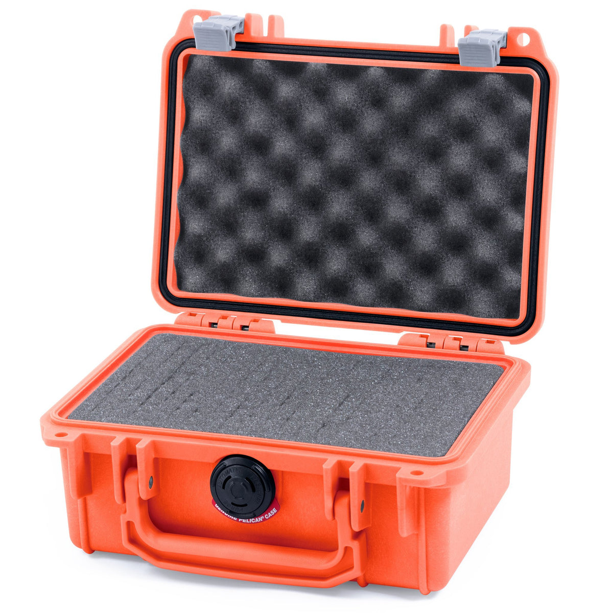Pelican 1120 Case, Orange with Silver Latches Pick &amp; Pluck Foam with Convolute Lid Foam ColorCase 011200-0001-150-180
