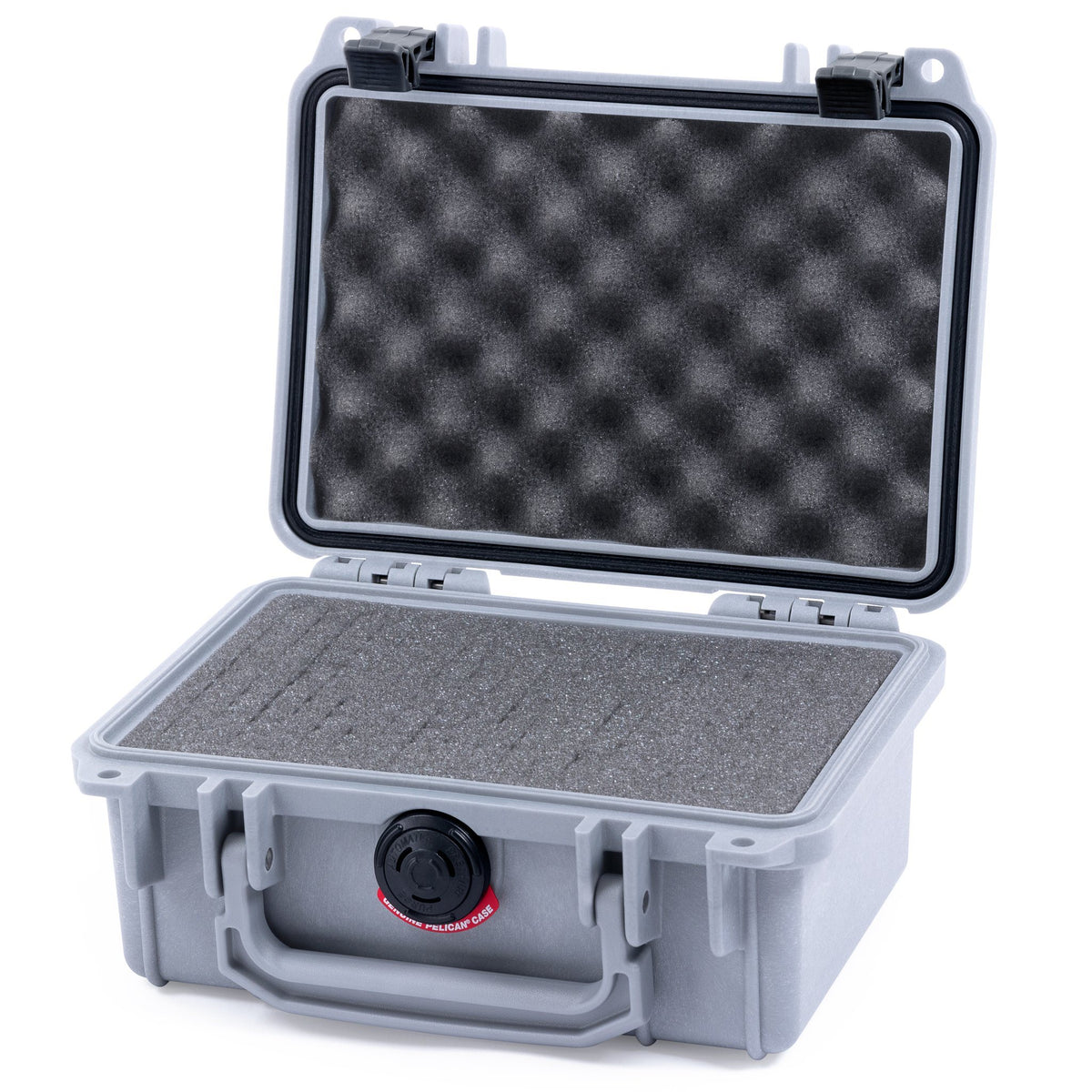Pelican 1120 Case, Silver with Black Latches Pick &amp; Pluck Foam with Convolute Lid Foam ColorCase 011200-0001-180-110
