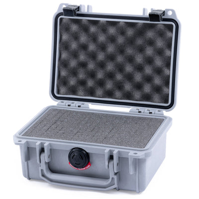 Pelican 1120 Case, Silver with Black Latches Pick & Pluck Foam with Convolute Lid Foam ColorCase 011200-0001-180-110