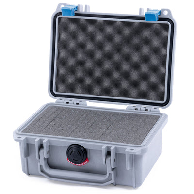 Pelican 1120 Case, Silver with Blue Latches Pick & Pluck Foam with Convolute Lid Foam ColorCase 011200-0001-180-120