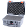 Pelican 1120 Case, Silver with Orange Latches Pick & Pluck Foam with Convolute Lid Foam ColorCase