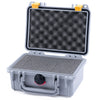 Pelican 1120 Case, Silver with Yellow Latches Pick & Pluck Foam with Convolute Lid Foam ColorCase