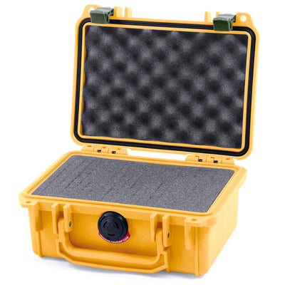 Pelican 1120 Case, Yellow with OD Green Latches Pick & Pluck Foam with Convolute Lid Foam ColorCase