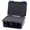 Pelican 1150 Case, Black with Blue Latches Pick & Pluck Foam with Convolute Lid Foam ColorCase 011500-0001-110-120