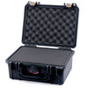 Pelican 1150 Case, Black with Desert Tan Latches Pick & Pluck Foam with Convolute Lid Foam ColorCase