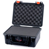 Pelican 1150 Case, Black with Orange Latches Pick & Pluck Foam with Convolute Lid Foam ColorCase