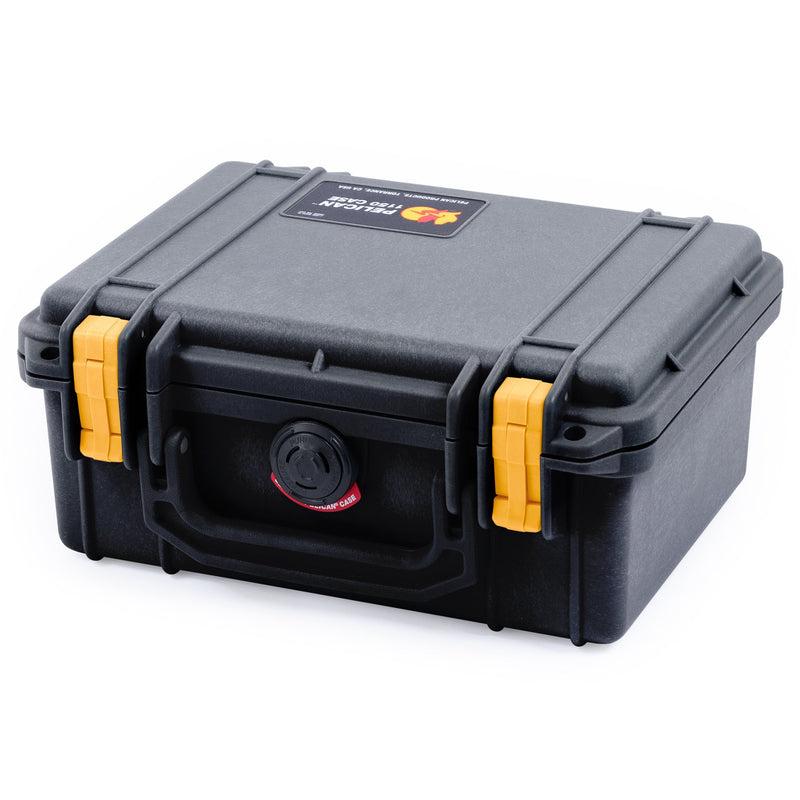Pelican 1150 Case, Black with Yellow Latches ColorCase 
