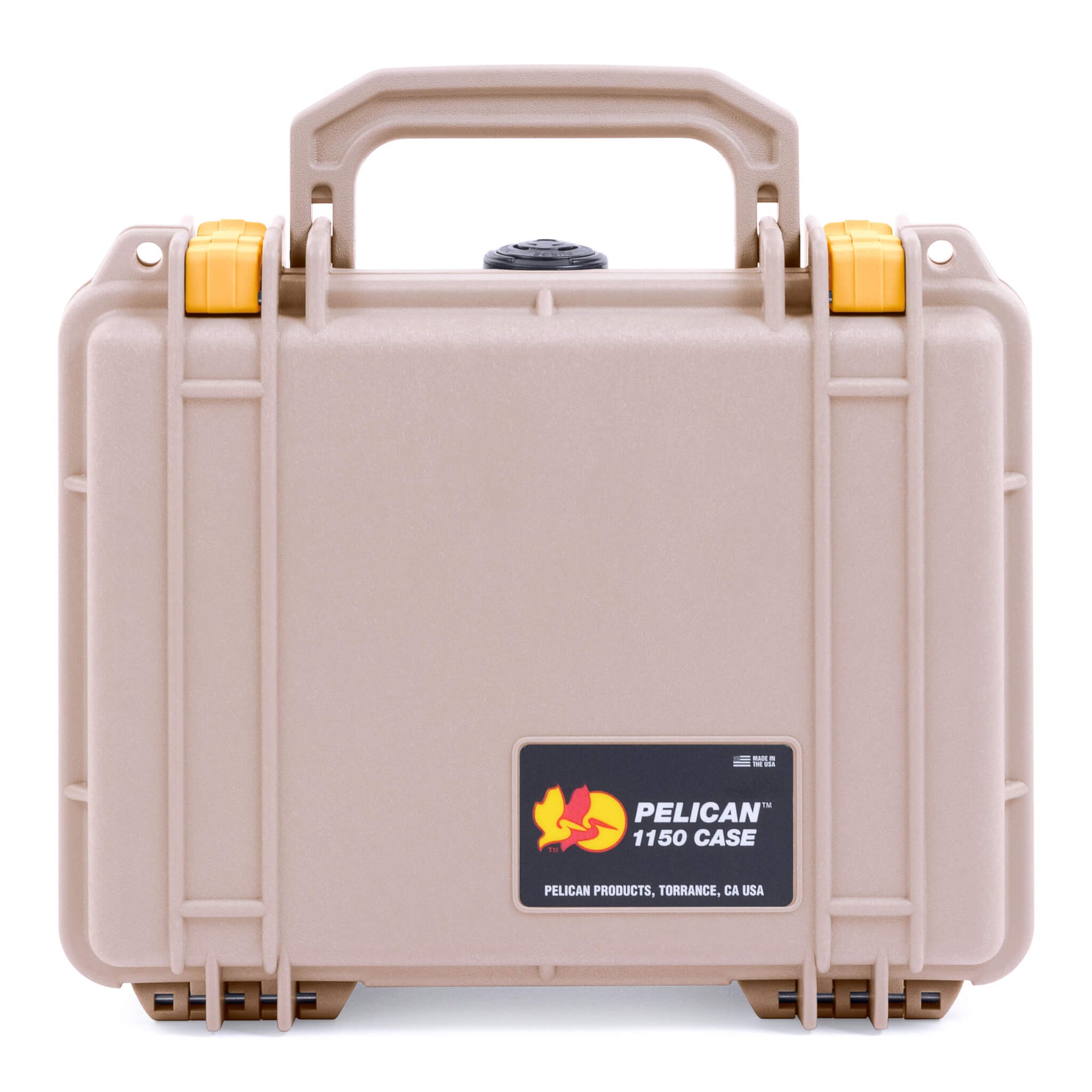 Pelican 1150 Case, Desert Tan with Yellow Latches ColorCase 