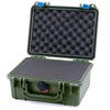 Pelican 1150 Case, OD Green with Blue Latches Pick & Pluck Foam with Convolute Lid Foam ColorCase 011500-0001-130-120