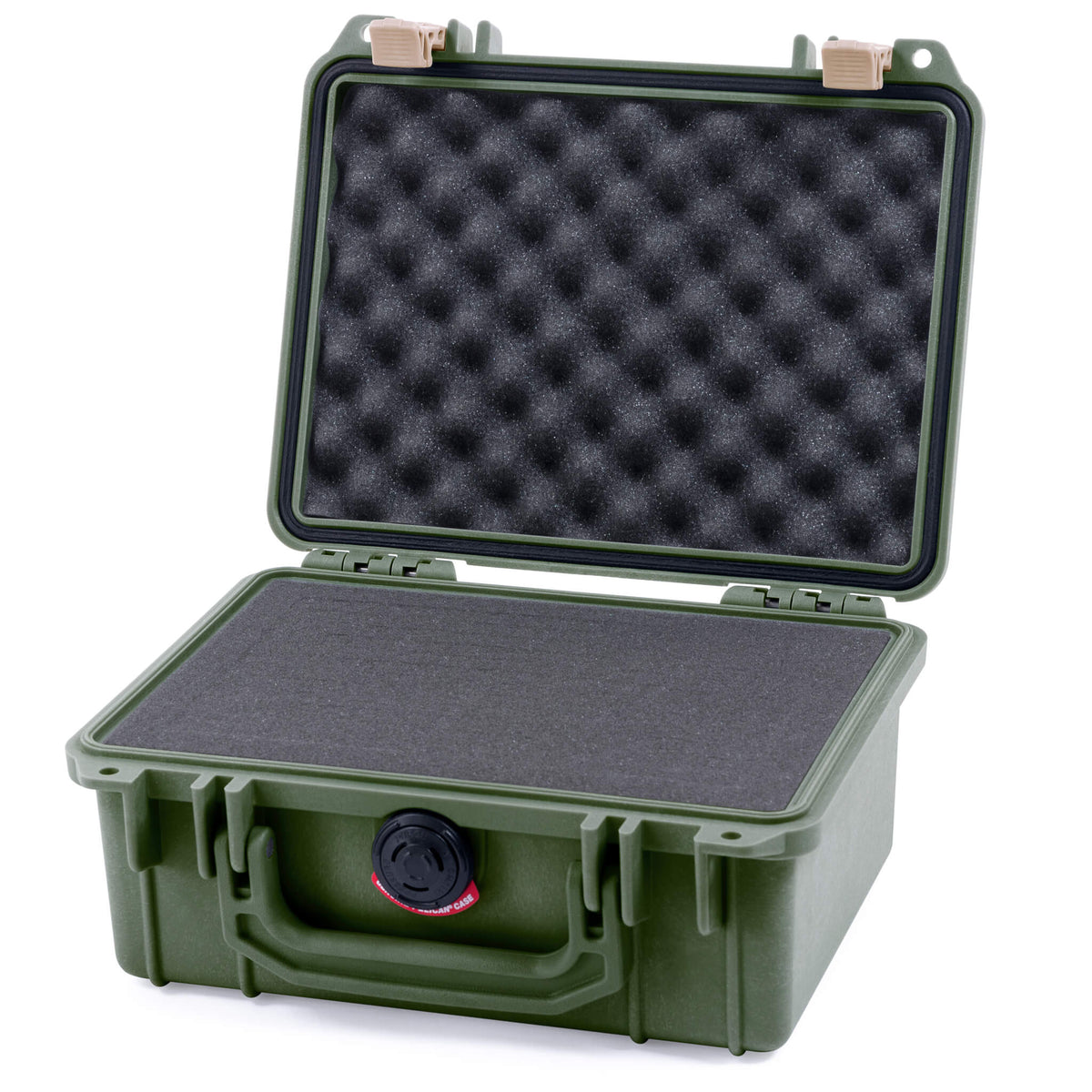 Pelican 1150 Case, OD Green with Desert Tan Latches Pick &amp; Pluck Foam with Convolute Lid Foam ColorCase 011500-0001-130-310