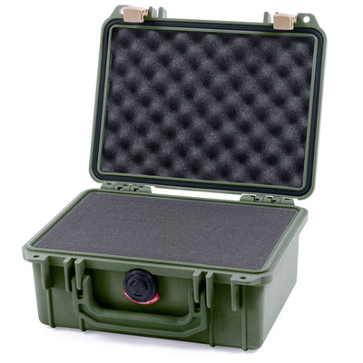 Pelican 1150 Case, OD Green with Desert Tan Latches Pick & Pluck Foam with Convolute Lid Foam ColorCase 011500-0001-130-310