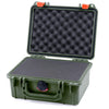 Pelican 1150 Case, OD Green with Orange Latches Pick & Pluck Foam with Convolute Lid Foam ColorCase 011500-0001-130-150