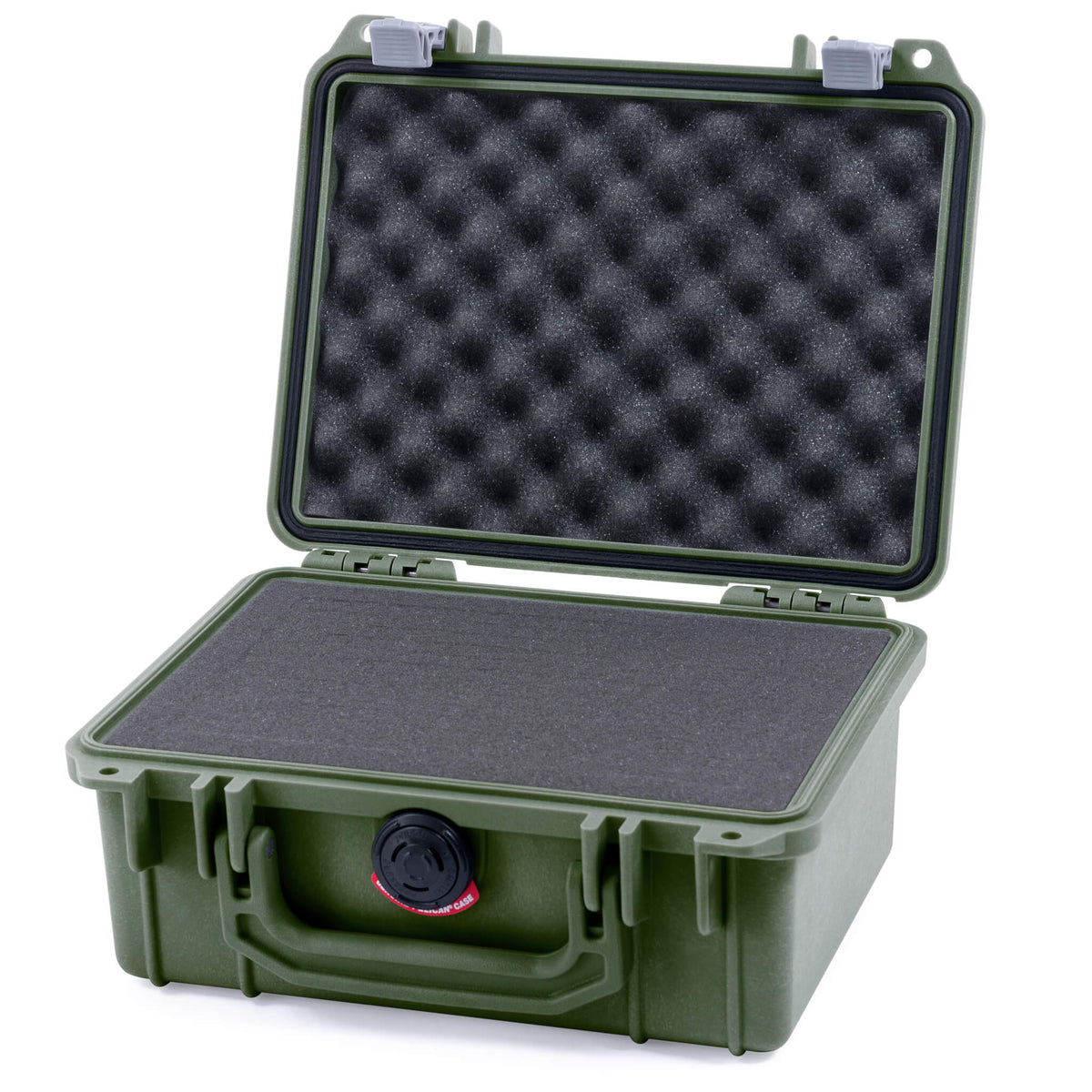 Pelican 1150 Case, OD Green with Silver Latches Pick &amp; Pluck Foam with Convolute Lid Foam ColorCase 011500-0001-130-180
