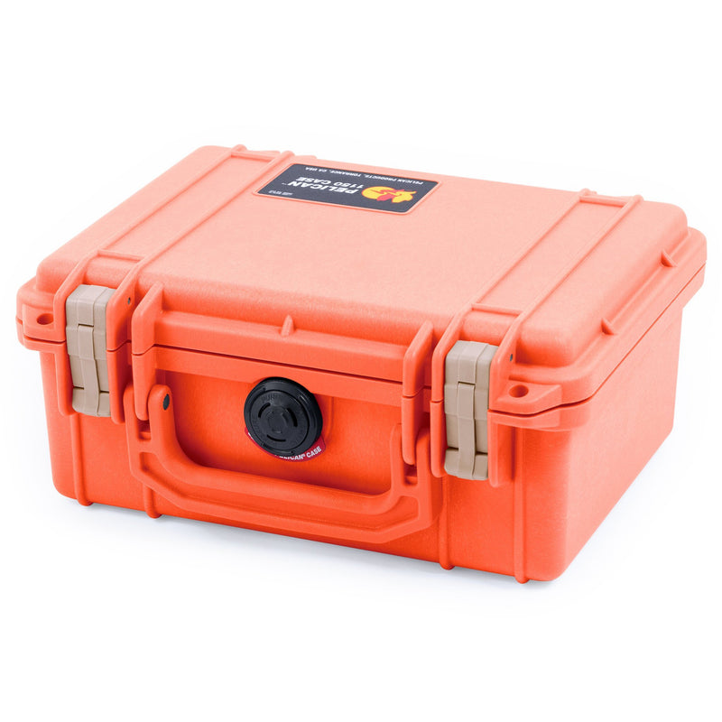 Pelican 1150 Case, Orange with Desert Tan Latches ColorCase 