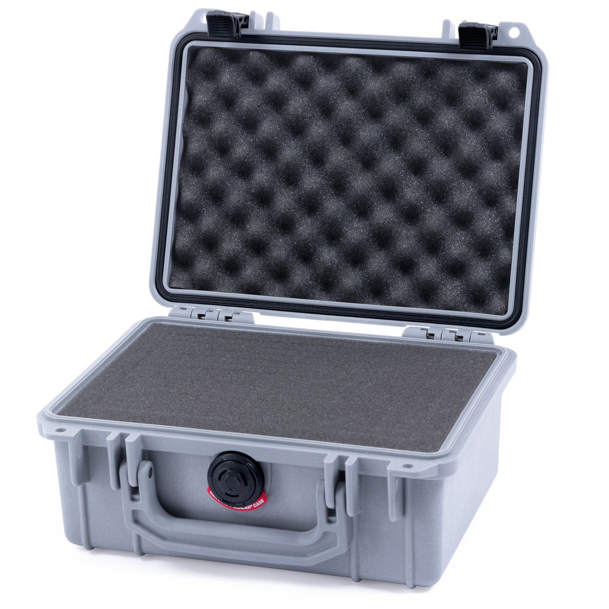 Pelican 1150 Case, Silver with Black Latches Pick & Pluck Foam with Convolute Lid Foam ColorCase 011500-0001-180-110