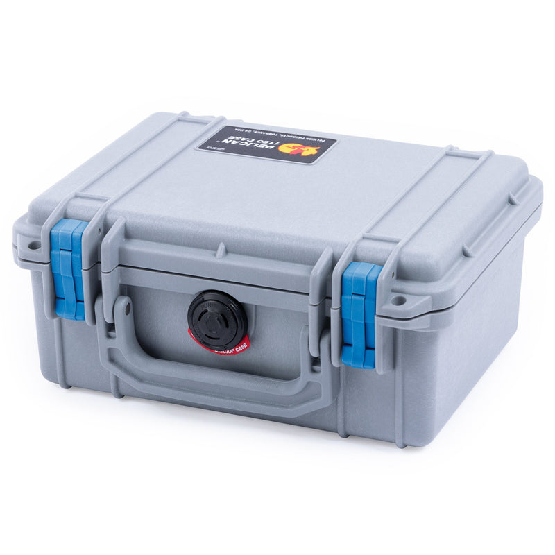 Pelican 1150 Case, Silver with Blue Latches ColorCase 