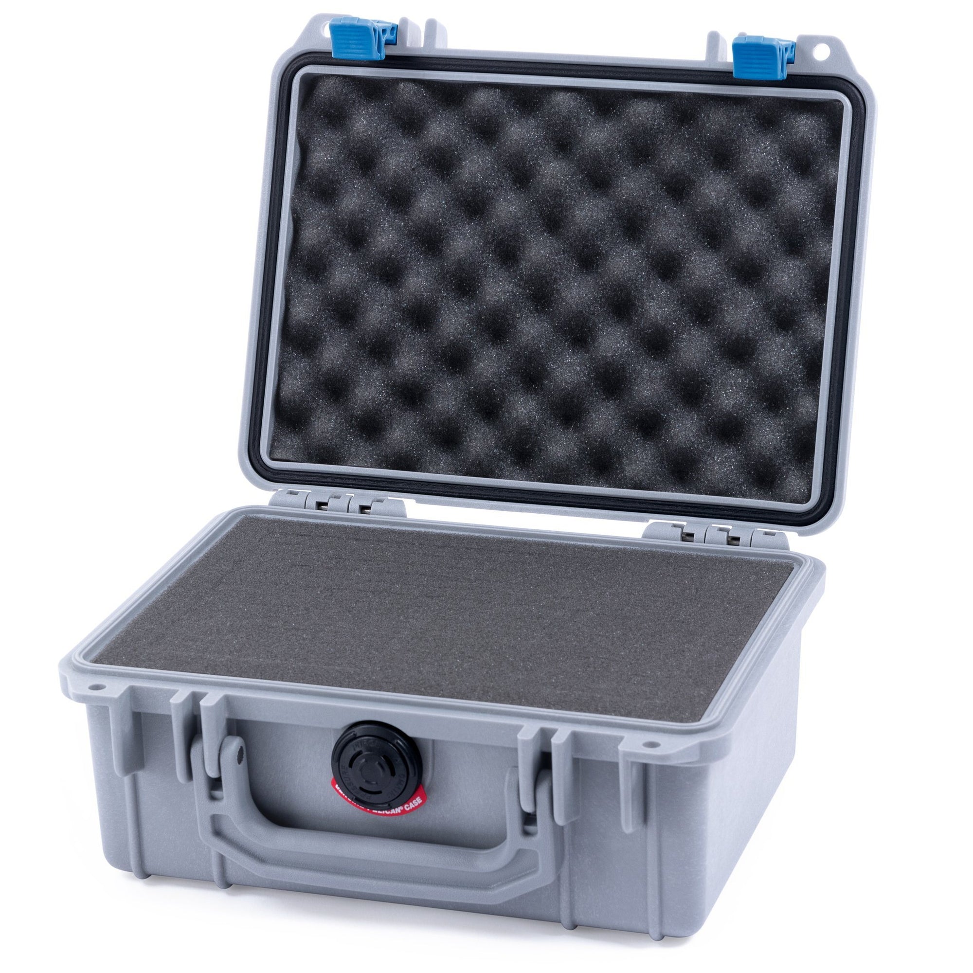 Pelican 1150 Case, Silver with Blue Latches Pick & Pluck Foam with Convolute Lid Foam ColorCase 011500-0001-180-120