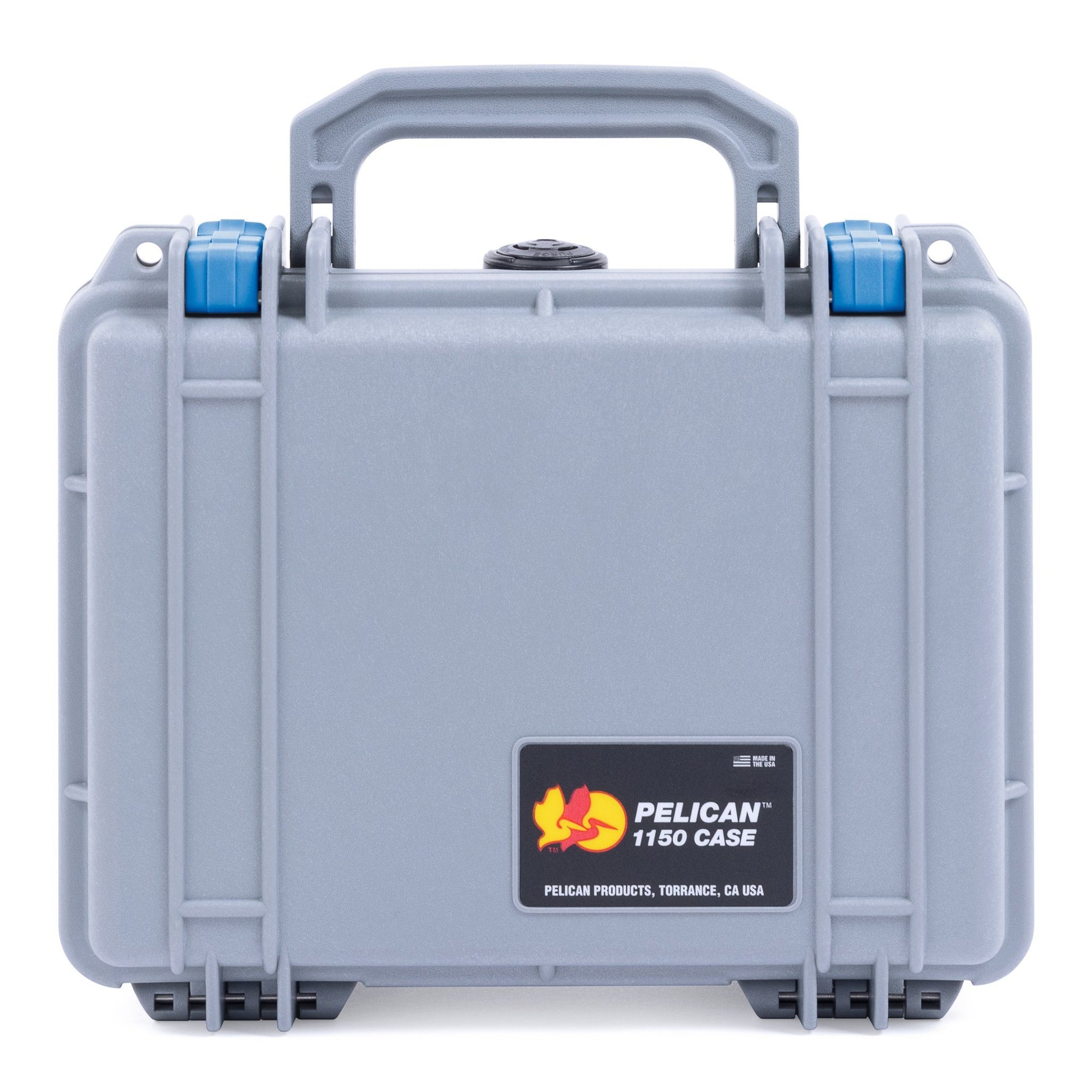 Pelican 1150 Case, Silver with Blue Latches ColorCase 